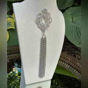 1960's Silver Spring Scrollwork Dramatic Tassel Brooch